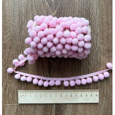 Тесьма с помпонами, D 10 мм, цв. св. розовый 2 метра