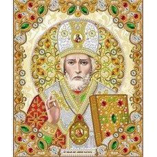 Святой Николай в жемчуге и кристаллах ткань с нанесенным рисунком