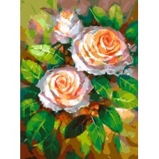 Ноктюрн с розами живопись на холсте 30*40см