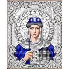 Святая Ольга в жемчуге и серебре ткань с нанесенным рисунком