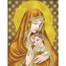 Богородица в золоте ткань с нанесенным рисунком