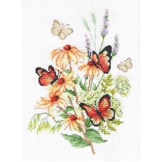 Эхинацея и бабочки набор счетный крест 18х25 Многоцветница МКН 53-14
