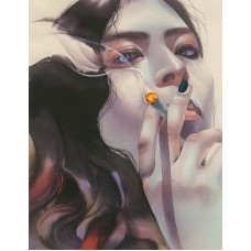 Девушка с сигаретой живопись на холсте 40х50см