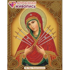 Икона Богородица Семистрельная набор для частичной  выкладки стразами 22х28 Алмазная живопись АЖ-5011
