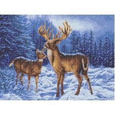 Олени в зимнем лесу Рисунок на ткани 27х35,5 Каролинка ТКБЖ 3037