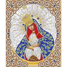 Богородица Остробрамская в жемчуге и кристаллах ткань с нанесенным рисунком