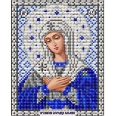 Богородица Умиление в серебре ткань с нанесенным рисунком