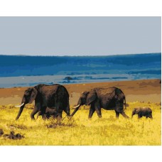 Слоны в африке живопись на холсте 40х50