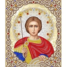 Святой Дмитрий в жемчуге и кристаллах ткань с нанесенным рисунком