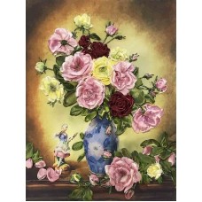 Набор Розы в голубой вазе Многоцветница МЛ(н)-3026