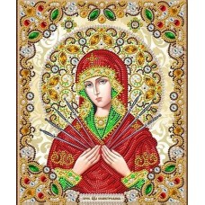 Богородица Семистрельная в жемчуге и кристаллах ткань с нанесенным рисунком