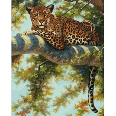 Леопард в тени ветвей  живопись на холсте 40*50см