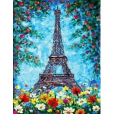 Эйфелева башня в цвету живопись на холсте 40х50см