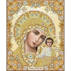 Богородица Казанская в хрустальных камнях ткань с нанесенным рисунком