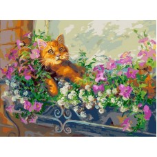 Любимый кот на отдыхе живопись на холсте 30*40см 30х40 Белоснежка 340-AS