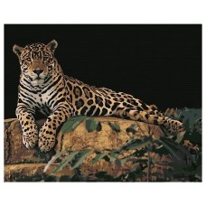Леопард на камне живопись на холсте 40х50