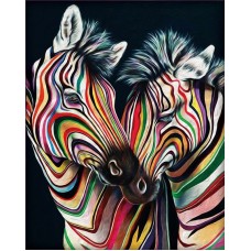 Цветные зебры Набор для выкладывания стразами 40х50 Алмазная живопись АЖ-1556