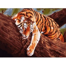 Тигр на дереве живопись на холсте 30*40см