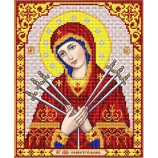 И-4073 Богородица Семистрельная ткань с нанесенным рисунком