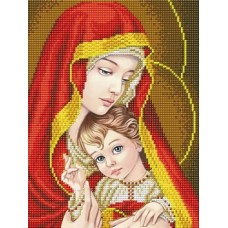 Богородица с младенцем в золоте ткань с нанесенным рисунком
