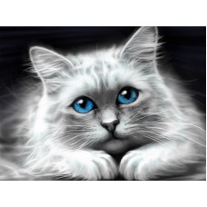 Голубоглазая кошка Набор для выкладывания стразами 40х30 Алмазная живопись АЖ-1761