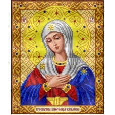 Богородица Умиление в золоте ткань с нанесенным рисунком