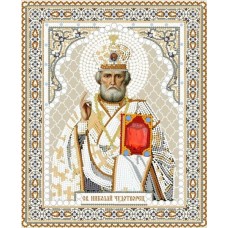 Святой Николай Чудотворец (рис. на сатене 20х25) (строчный шов) 20х25 Конек 7106