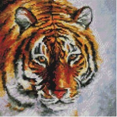 Тигр на снегу Мозаика на подрамнике 30х30