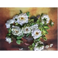 Набор Белые розы вышивка лентами 25х36 Каролинка КЛ(Н)-3047