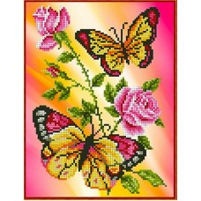 Набор Бабочки и розы бисер 19х24 Каролинка КББН(Ч) 4006