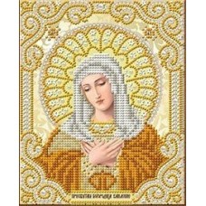 Богородица Умиление в жемчуге и золоте ткань с нанесенным рисунком