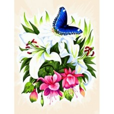 Бабочка в ботаническом саду живопись на холсте 30*40см