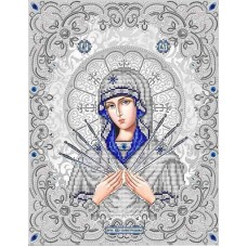 Богородица Семистрельная в жемчуге ткань с нанесенным рисунком