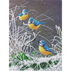 Синички на снегу Рисунок на ткани 27х36 Каролинка ТКБЖ 3039