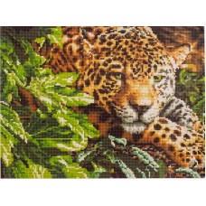 Леопард мозаика на подрамнике 40х50
