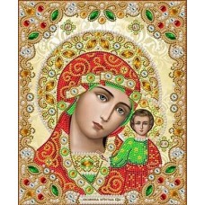 Богородица Казанская в жемчуге и кристаллах ткань с нанесенным рисунком
