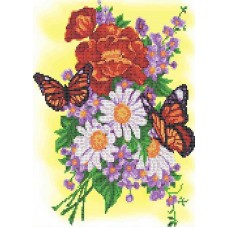 Бабочки на летнем букете Рисунок на ткани 25,5х36 Каролинка ТКБЦ 3049 25,5х36 Каролинка ТКБЦ 3049