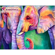 Мудрость слонов Набор для выкладывания стразами 50х40 Алмазная живопись АЖ-1385