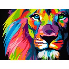 Красочный лев Набор для выкладывания стразами 40х30 Алмазная живопись АЖ-4006