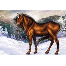 Конь на снегу (рис. на ткани 39х27)
