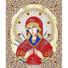 Богородица Семистрельная в жемчуге и кристаллах ткань с нанесенным рисунком