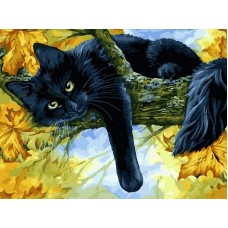 Осенний кот  живопись на холсте 30*40см 30х40 Белоснежка 296-AS