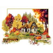 Осенний домик Рисунок на канве