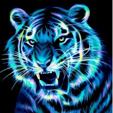 Неоновый тигр Набор для выкладывания стразами 25х25 Алмазная живопись АЖ-1868