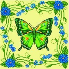 Зеленая бабочка Рисунок на канве 41/41 41х41 Матренин Посад 0895