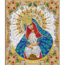 Богородица Остробрамкая в жемчуге и кристаллах ткань с нанесенным рисунком