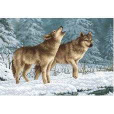 Волки на снегу (рис. на ткани 39х27)