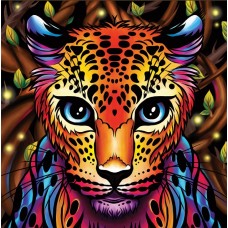 Радужный леопард Набор для выкладывания стразами 30х30 Алмазная живопись АЖ-1752