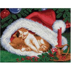 Набор Котята на рождество канва с рисунком 23х30 Каролинка КТКН 176 (Р)