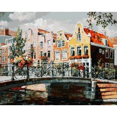 Амстердам. Мост через канал живопись на холсте 40*50см 40х50 Белоснежка 119-AB